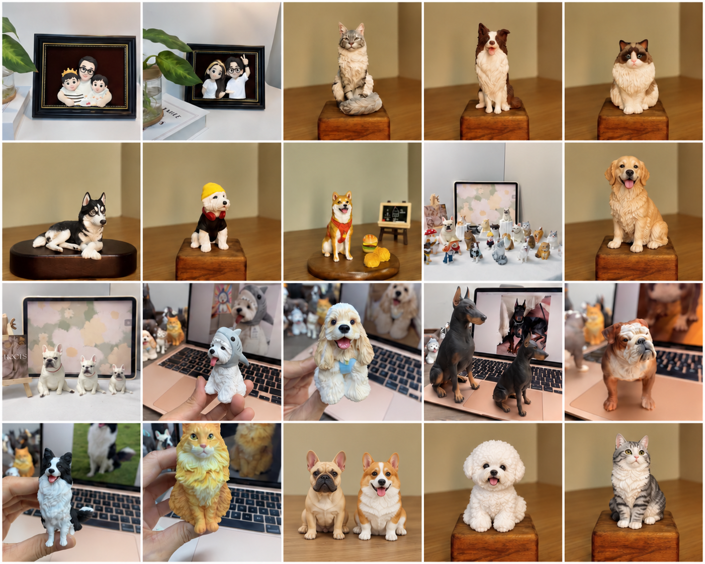 A collection of custom resin pet and family keepsakes